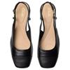 CLARKS WOMENS LOW HEEL SLING BACK SANDAL - BLACK LEATHER